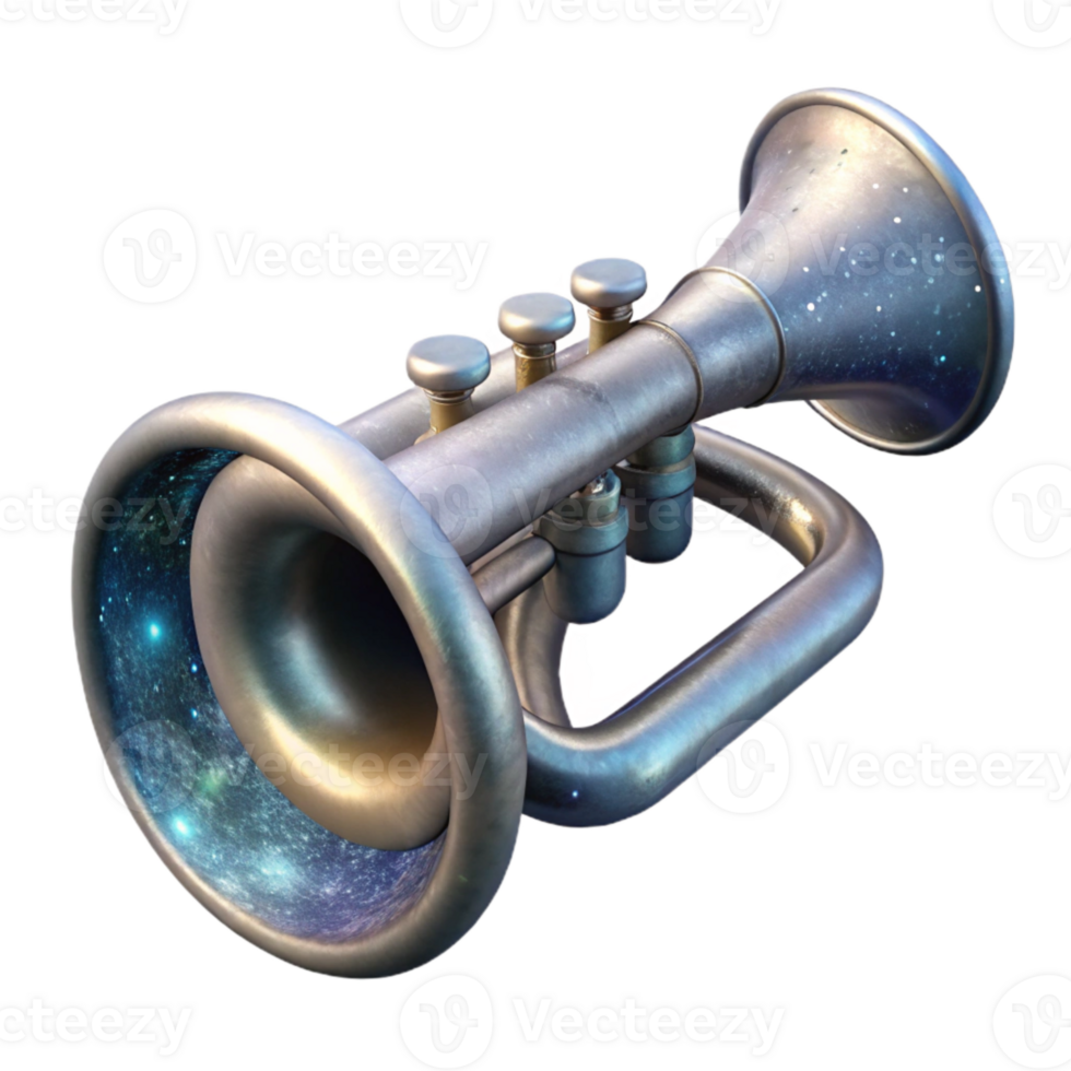 wonderful classic Galactic Trumpeter Isolated Element Silver Finish high quality png