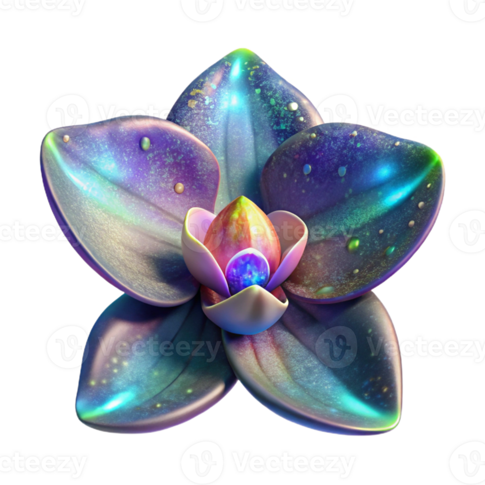 serene modern Galaxy Orchid Isolated with Glowing Aura Transparent Background high quality png