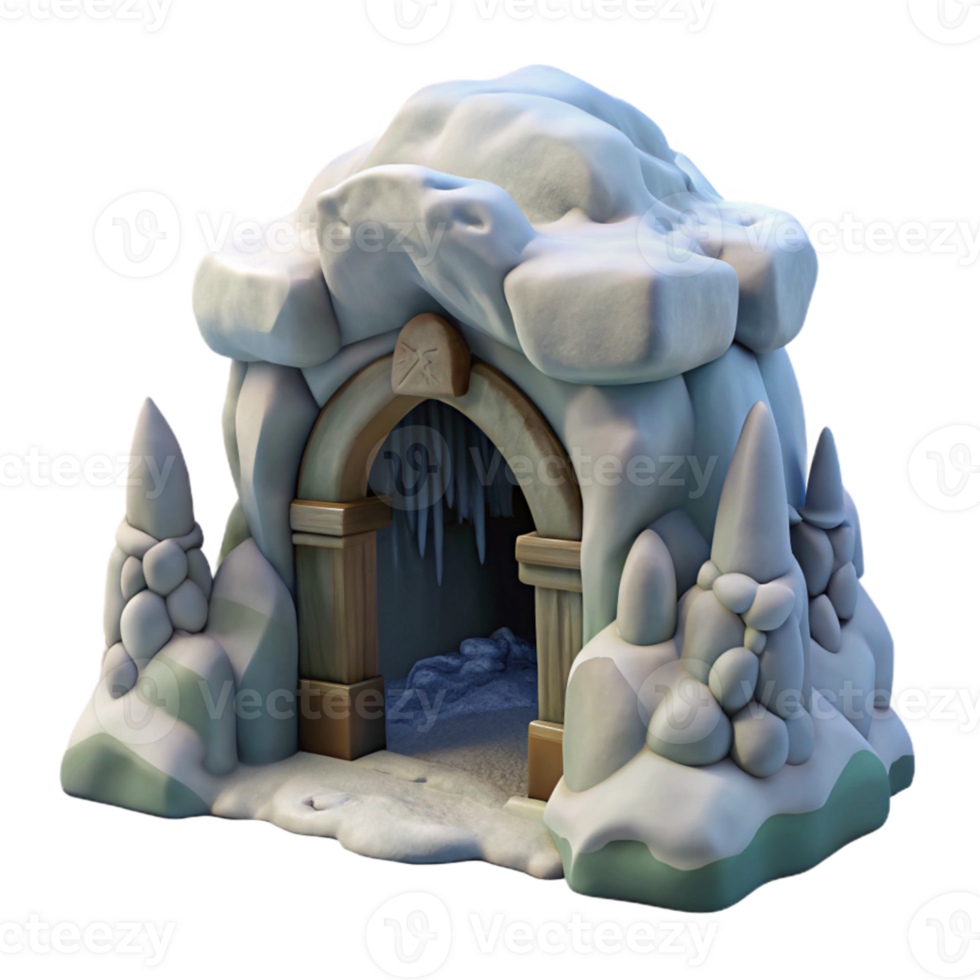 magnificent minimalist Gelid Grotto Entrance with Snow Cutout high resolution png
