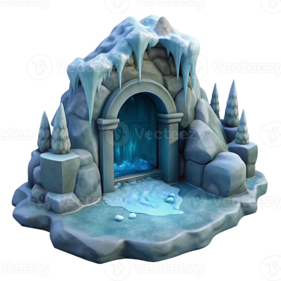 serene minimalist Gelid Grotto Entrance with Snow Cutout high resolution png