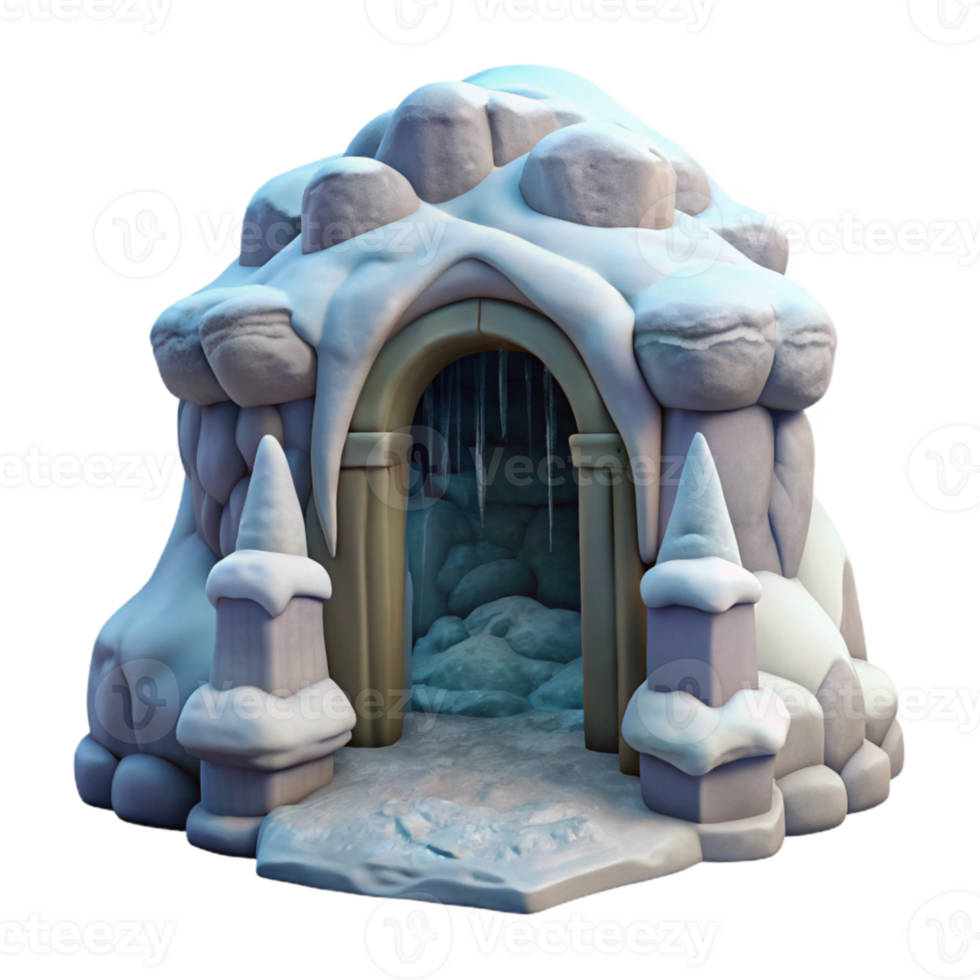 extraordinary rustic Gelid Grotto Entrance with Snow Cutout genuine png