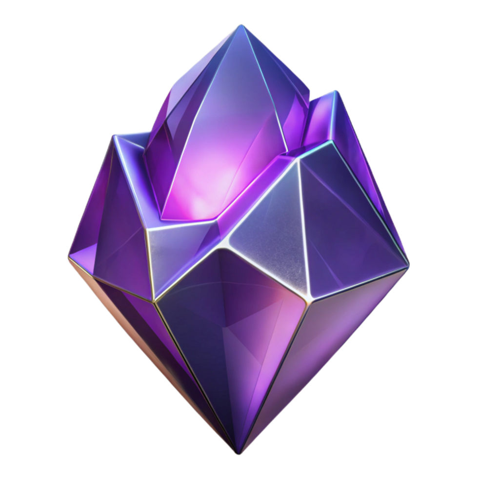 stunning abstract Geometric Crystal Isolated Cutout Transparent Background Dreamlike Shapes Purple Tint premium png