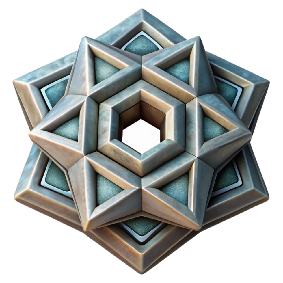 impressive rustic Geometric Design with Depth Illusion on Transparent Background png