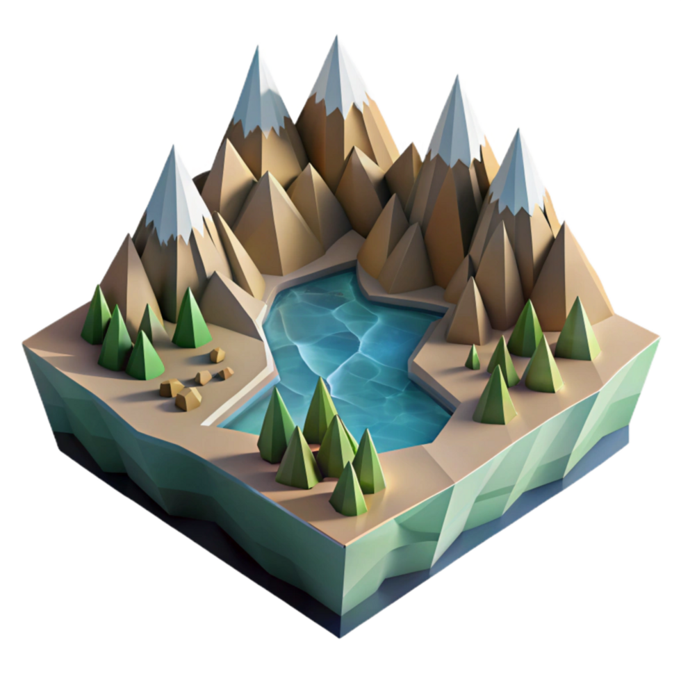 extraordinary modern Geometric Fjord Landscape Transparent Background Top View original png