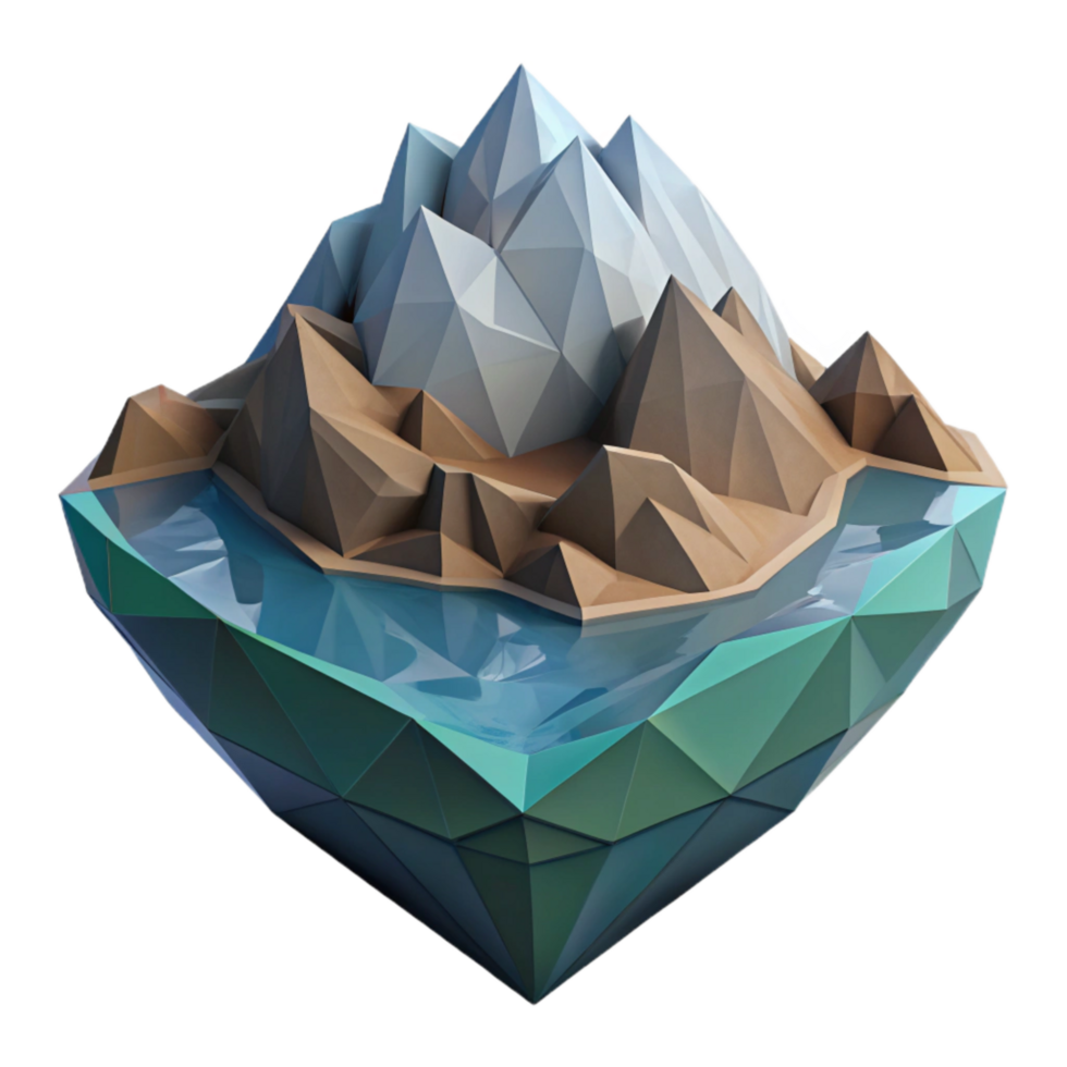 extraordinary classic Geometric Fjord Transparent Background Low Poly Style high quality png