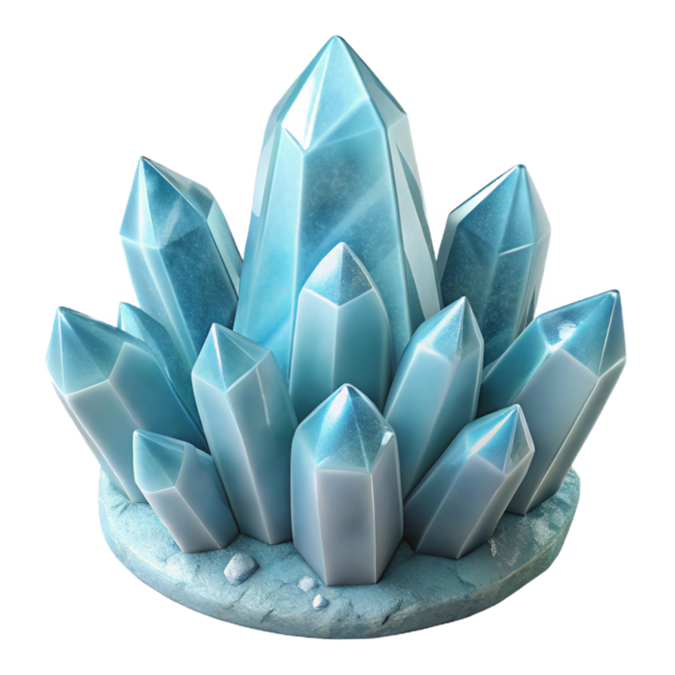 dramatic contemporary Geometric Ice Art Isolated on Transparent Background Blue Tint professional png