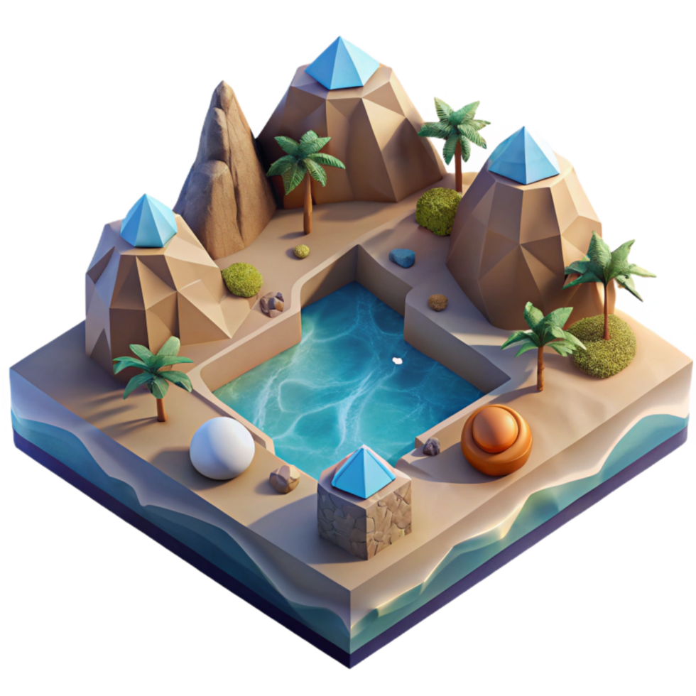 wonderful classic Geometric Landscape Isolated Serene Waters Top View premium png
