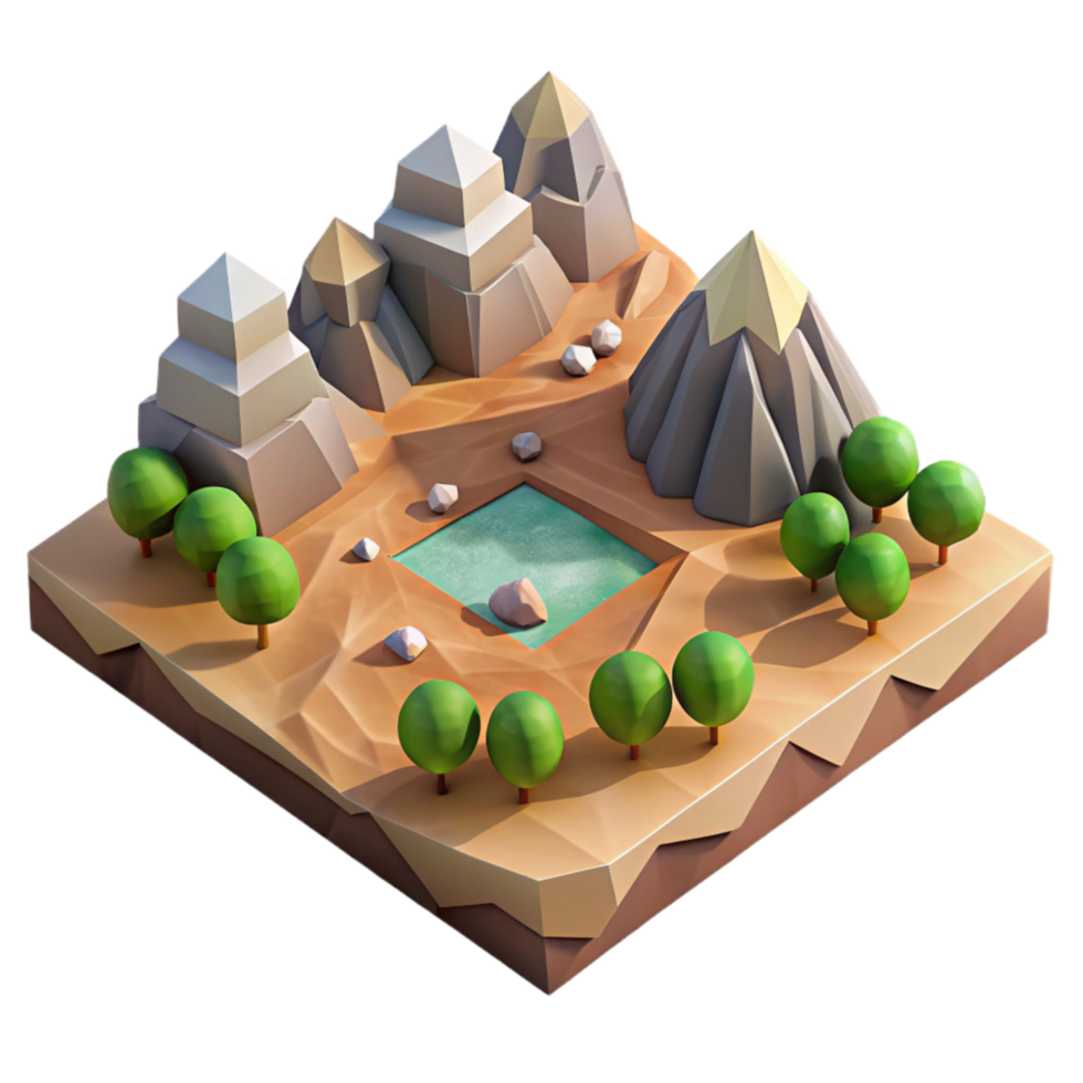 vibrant creative Geometric Landscape Transparent Background Top View original png