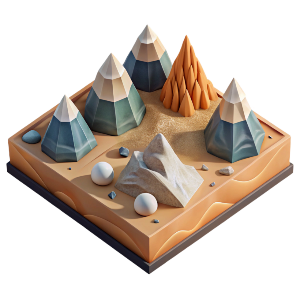 dramatic creative Geometric Landscape Transparent Background Top View png