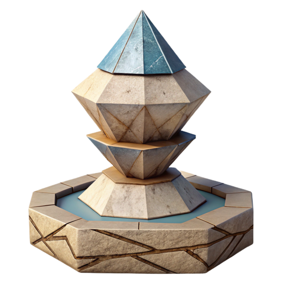 beautiful rustic Geometric Terraform Tower Isolated Transparent Background high quality png