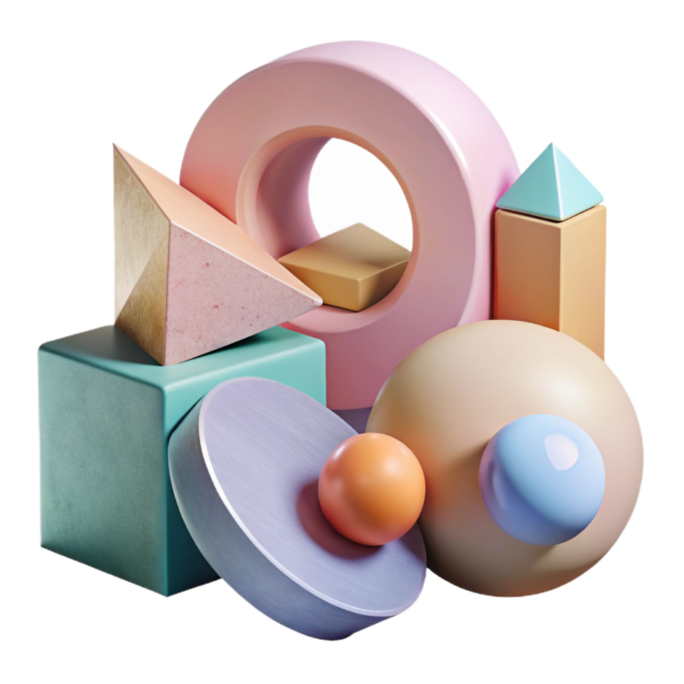 magnificent contemporary Geometric Virtual Shapes in Pastel Colors Cutout authentic png