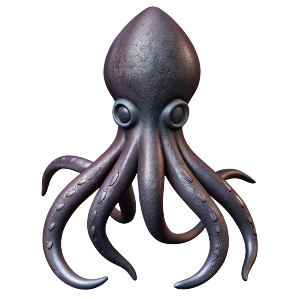 elegant minimalist Giant Squid Silhouette Cutout on Transparent Background exclusive png