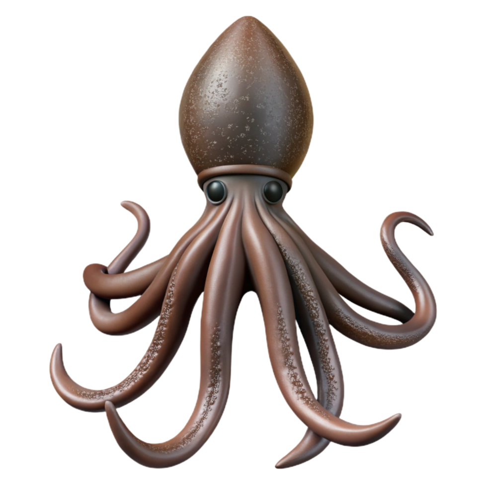 magnificent artistic Giant Squid Silhouette Cutout on Transparent Background detailed png