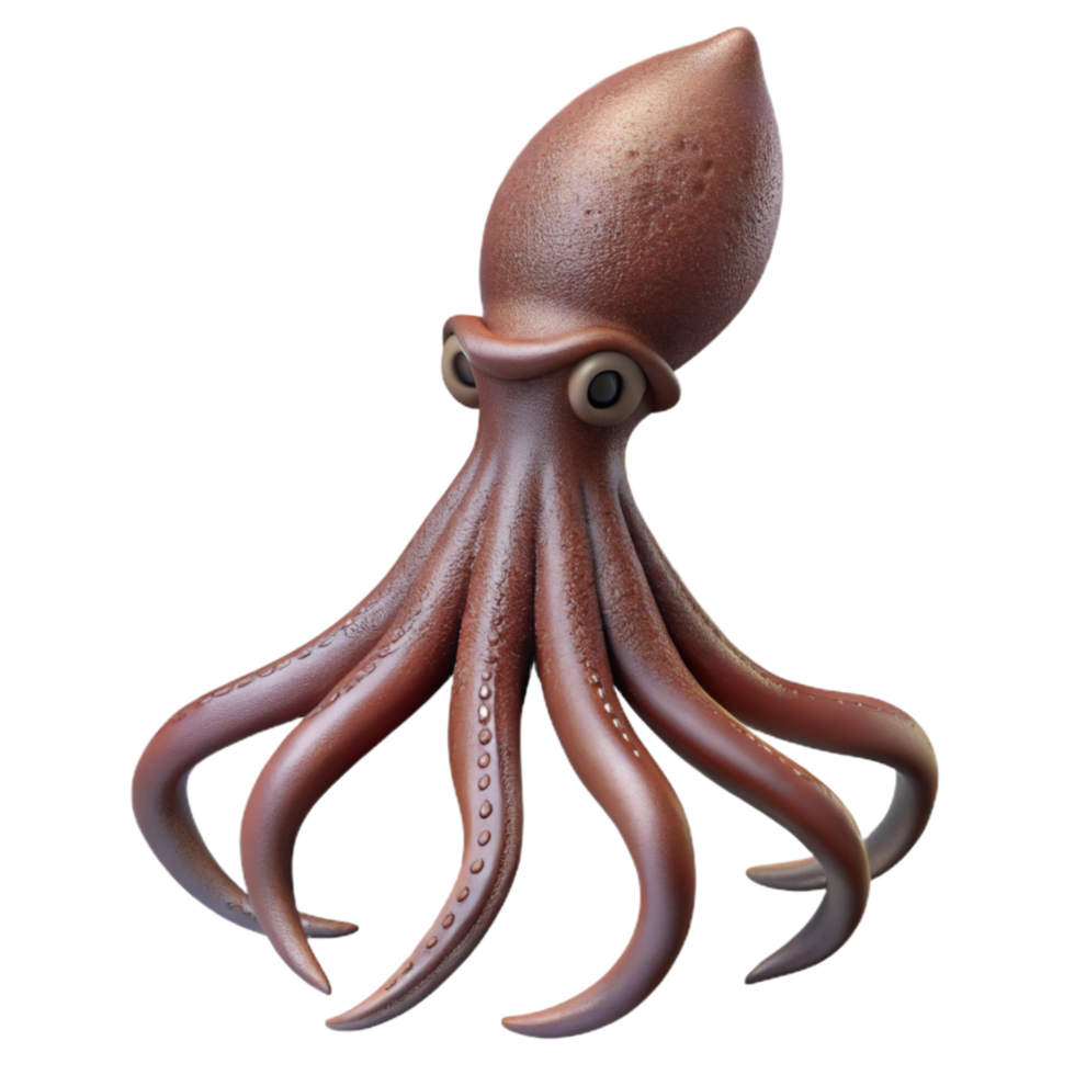elegant classic Giant Squid Silhouette Cutout on Transparent Background png