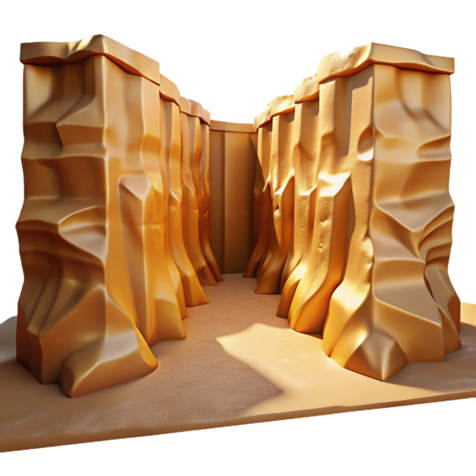 stunning vintage Gilded Gully Canyon Walls Transparent Background with Dramatic Lighting high quality png
