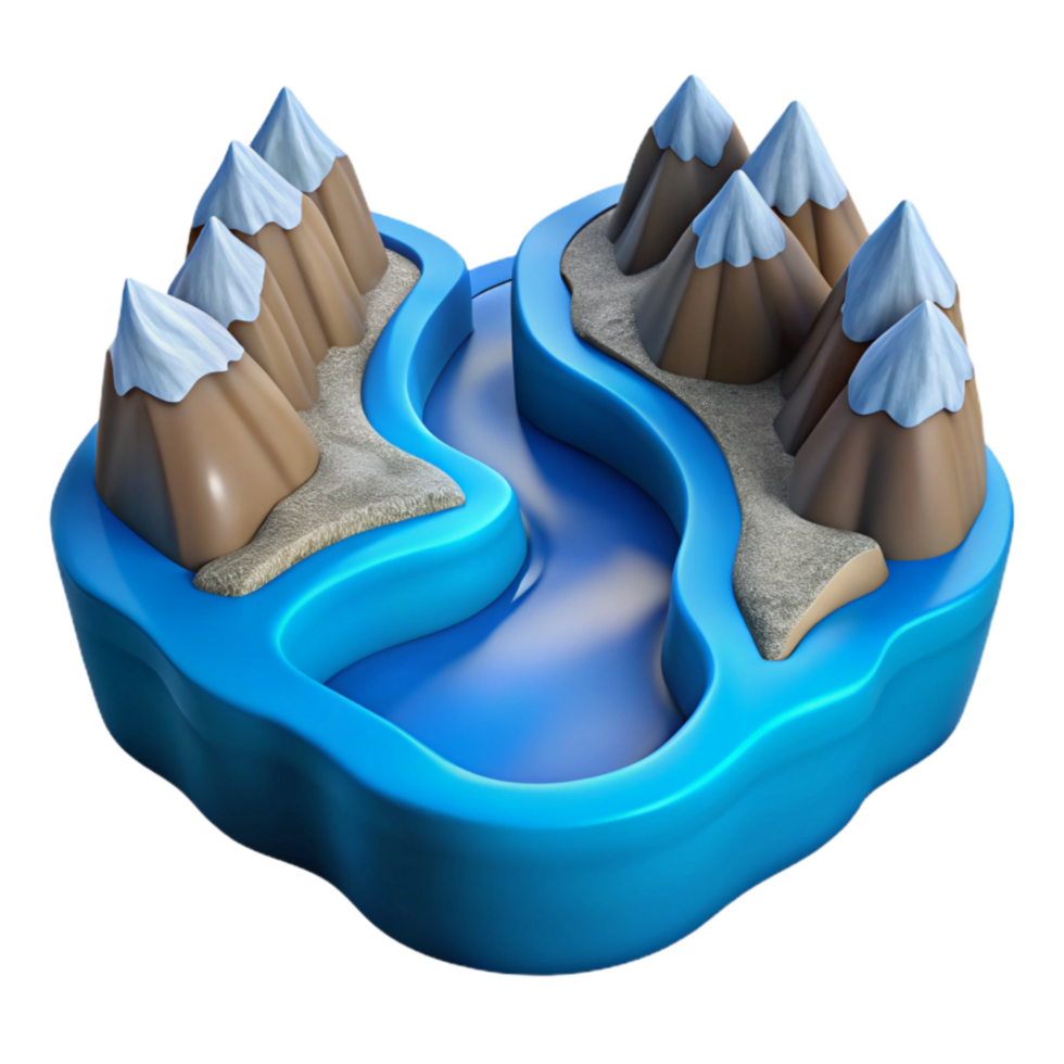 extraordinary artistic Glacial River Flowing Into Fjord Cutout with Blue Hues detailed png