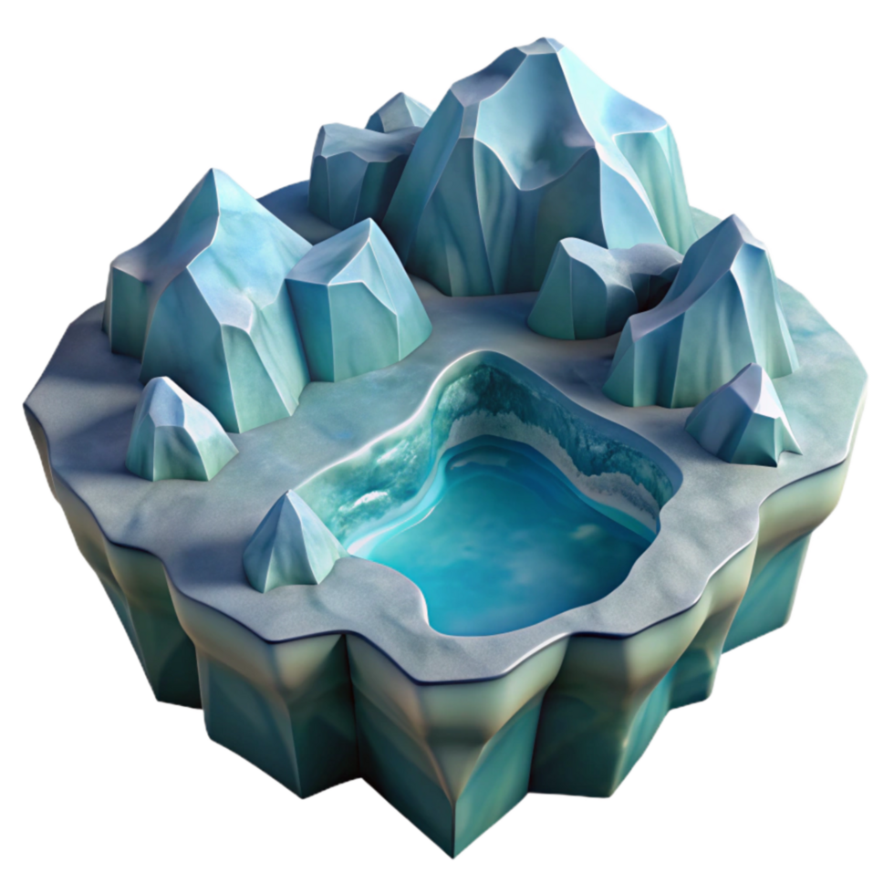 serene rustic Glacier Inlet Cutout on Transparent Background with Ice Floes premium png