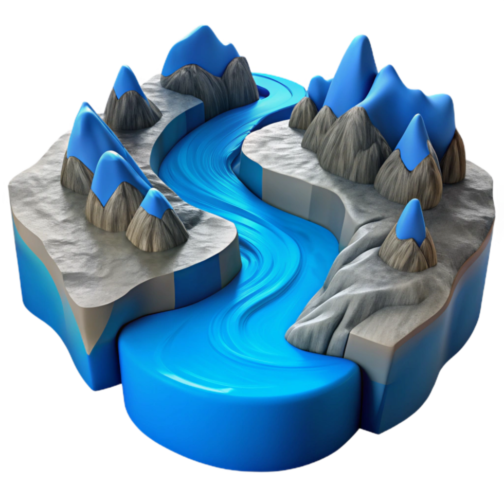 magnificent creative Glacial River Flowing Into Fjord Cutout with Blue Hues original png
