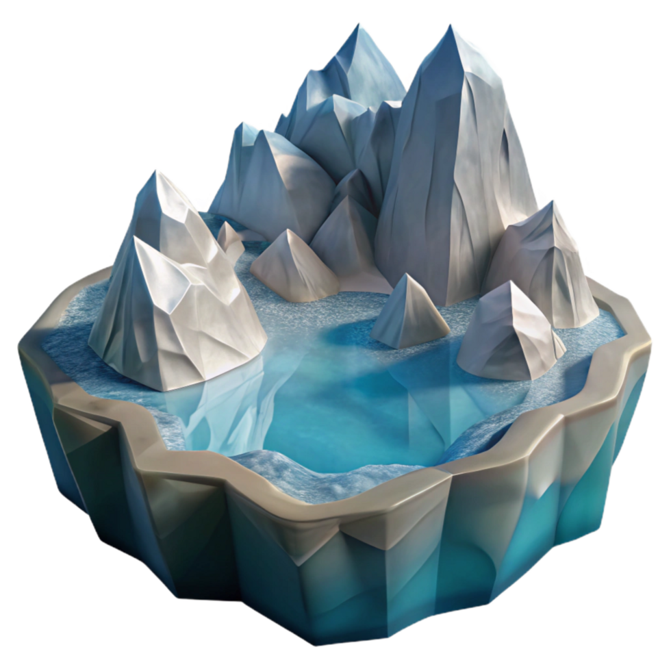 wonderful traditional Glacier Inlet Cutout on Transparent Background with Ice Floes original png