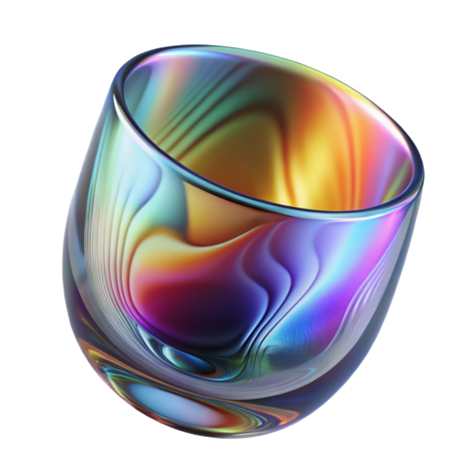 magnificent artistic Glass Distortion with Colorful Reflection Transparent professional png