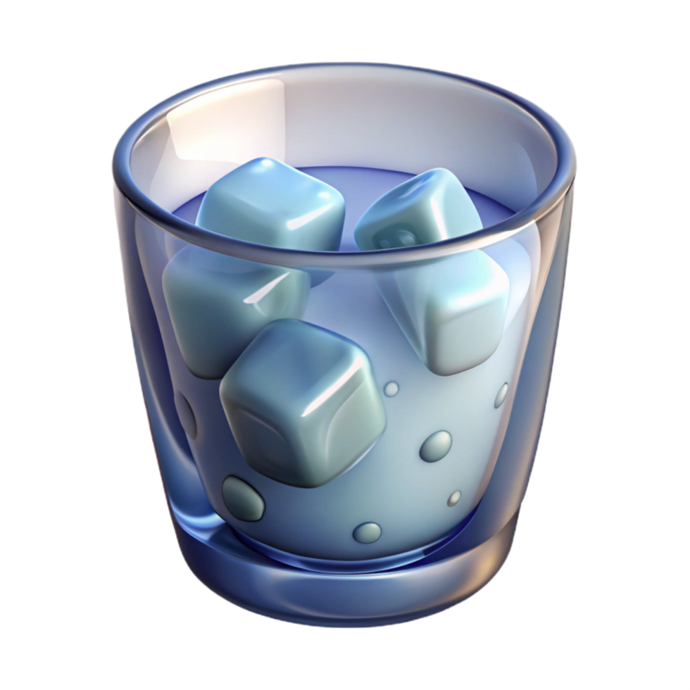 vibrant modern Glass of Water with Ice Cubes Transparent Element authentic png