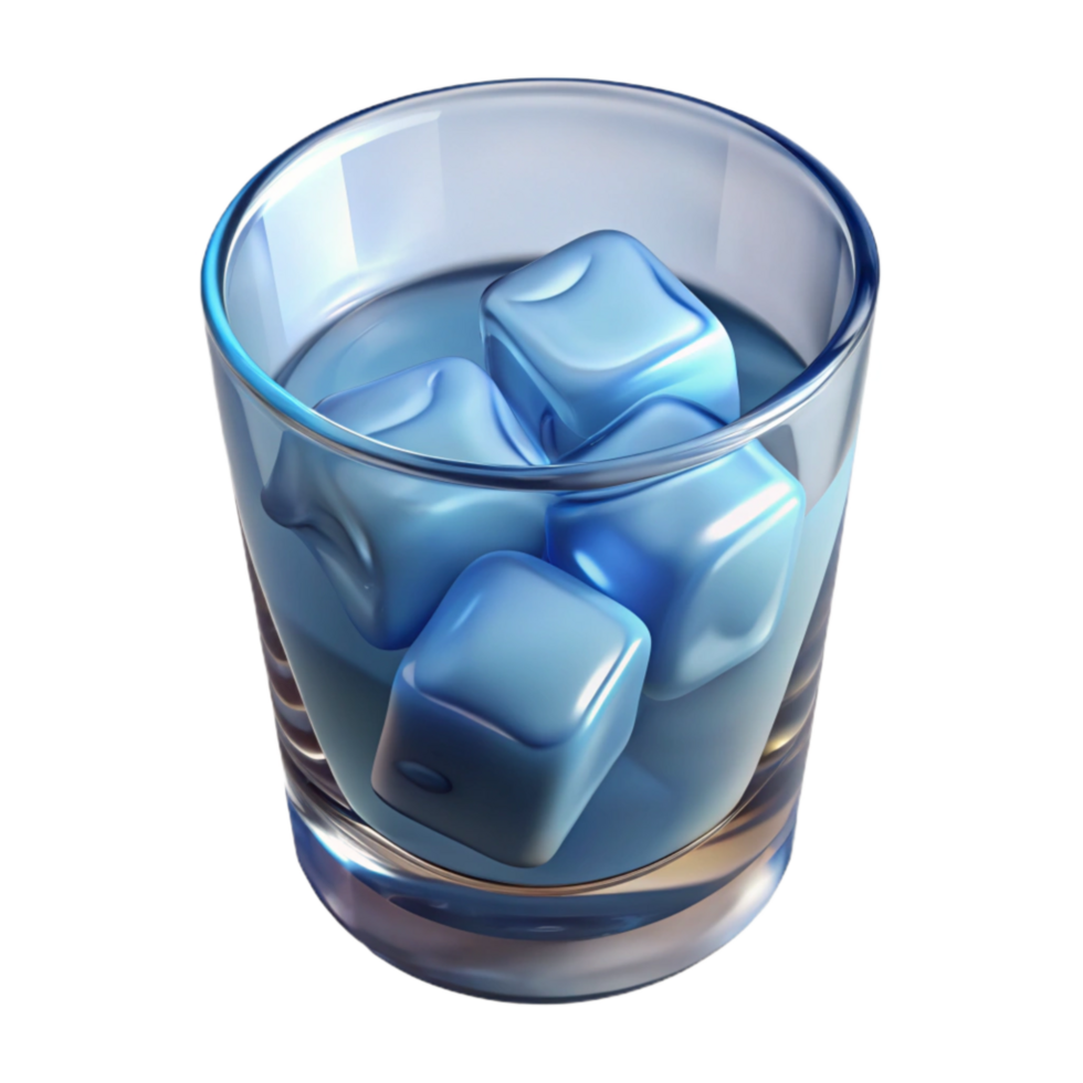 magnificent minimalist Glass of Water with Ice Cubes Transparent Element png