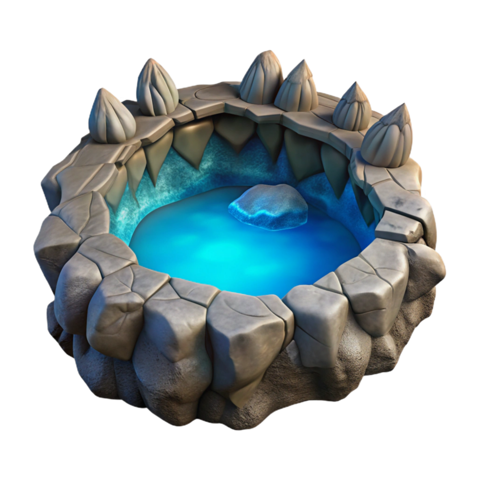 serene abstract Glowing Cave Pond Cutout on Transparent Background png