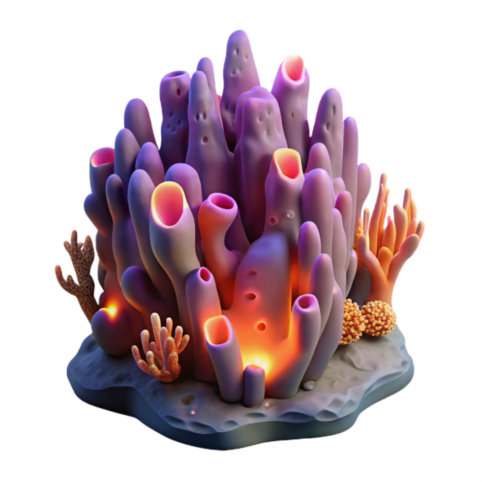 serene modern Glowing Coral Reef Cavern Cutout Side View png