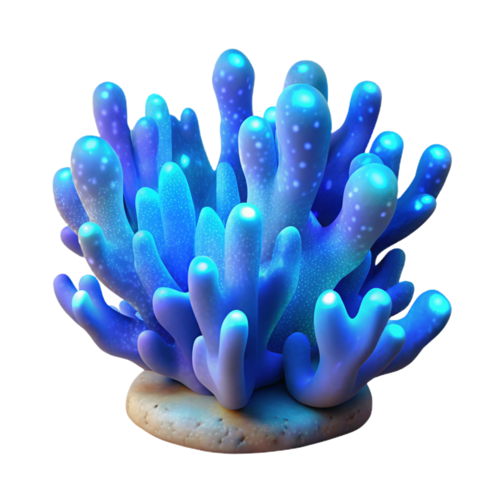 elegant rustic Glowing Coral Reef Isolated with Blue Light exclusive png