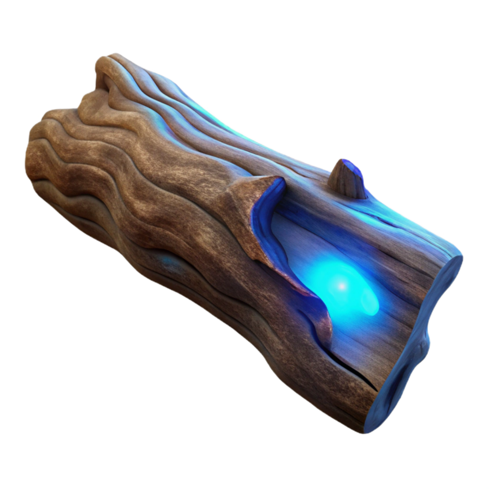 extraordinary creative Glowing Driftwood Fragment in Dark Background Cutout original png