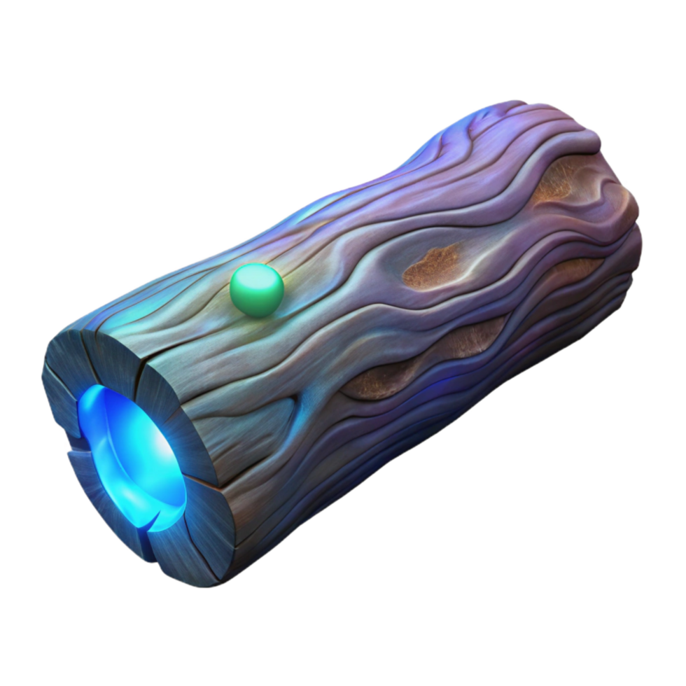 serene modern Glowing Driftwood Log Isolated Element Front View authentic png