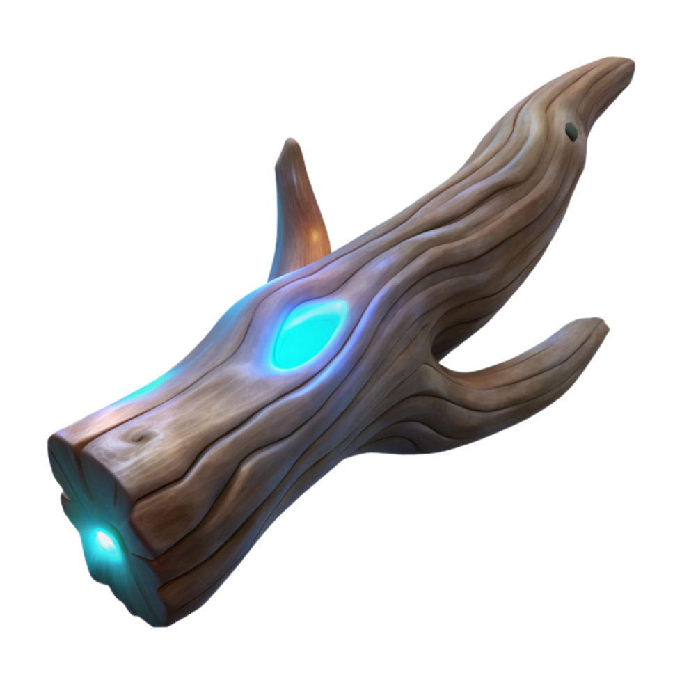 dramatic minimalist Glowing Driftwood with Soft Light Transparent Background high quality png