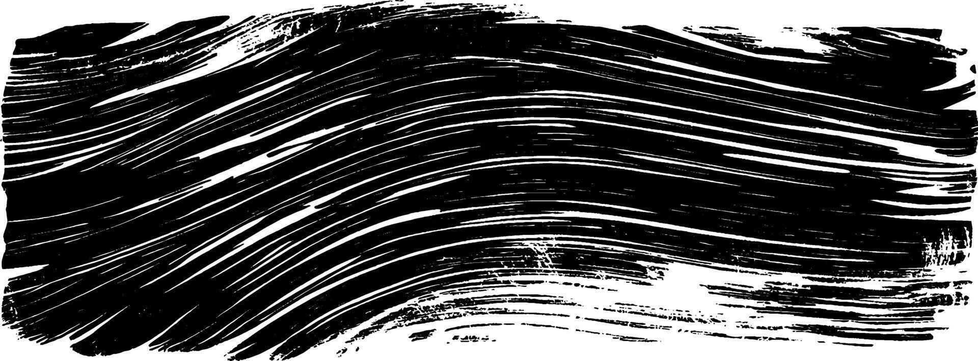 Abstract vintage woodcut illustration showcasing flowing scratched lines in monochrome style vector