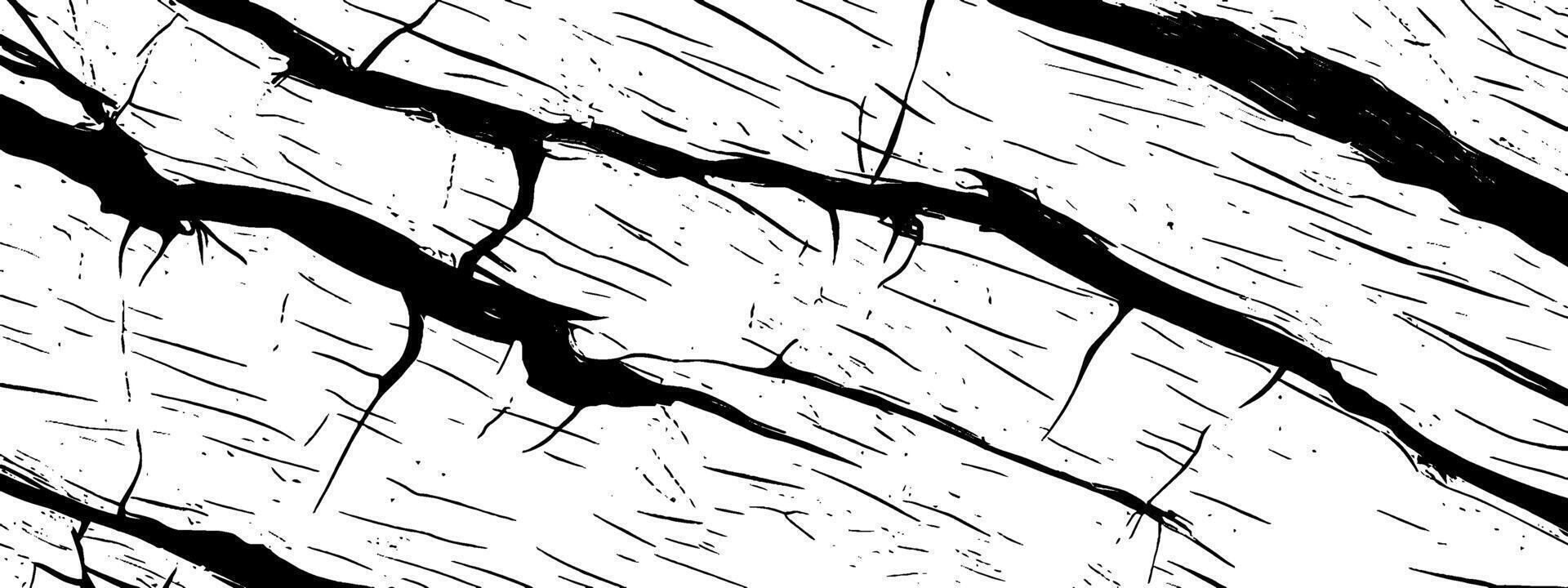 Vintage woodcut texture illustration of cracked surfaces with intricate line details vector