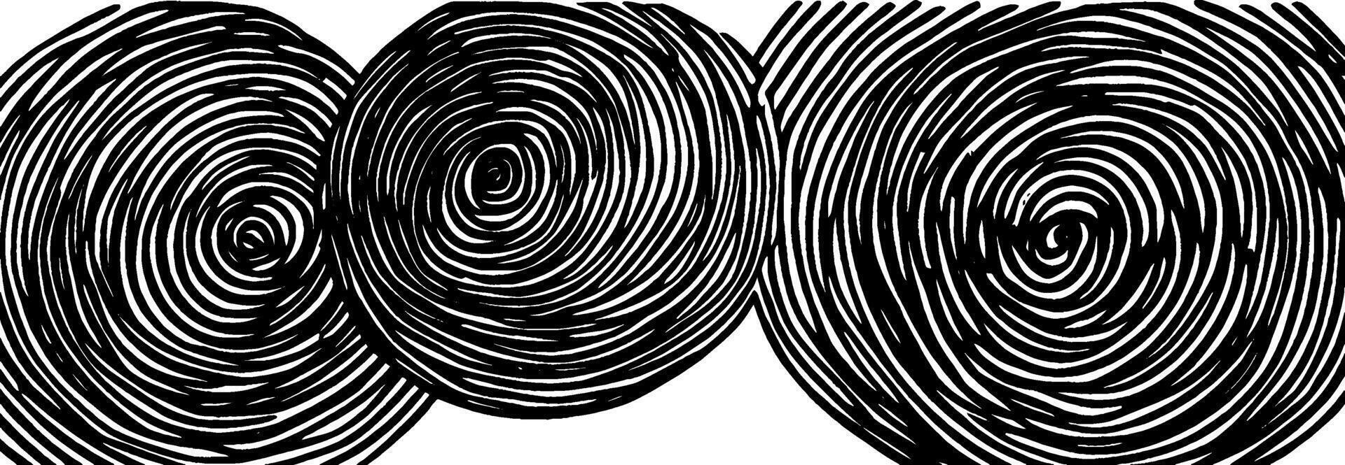 Vintage woodcut illustration of overlapping circles with intricate line patterns vector