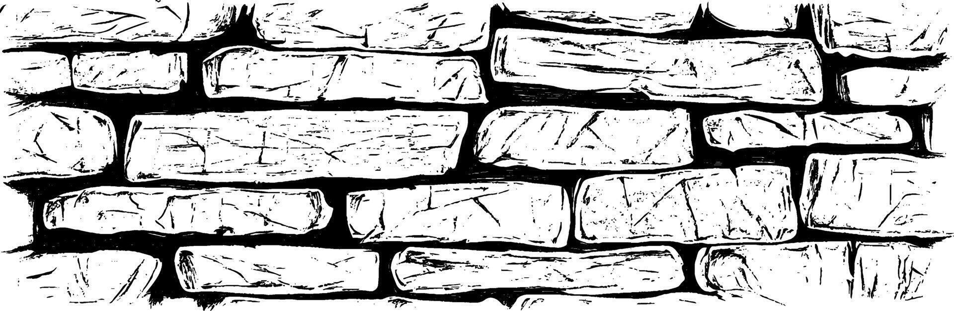 Vintage woodcut illustration of a weathered brick wall depicting rustic charm and history vector