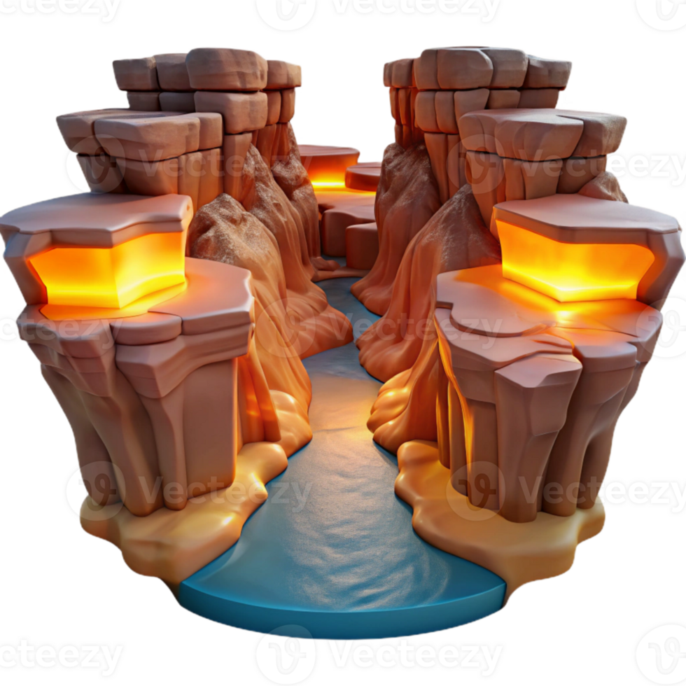 stunning artistic Glowing Gorge Transparent Background Dramatic Canyon Landscape high quality png