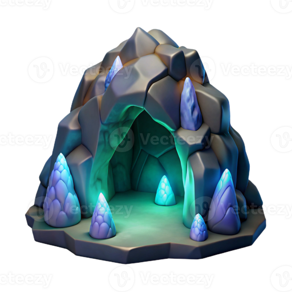 vibrant modern Glowing Grotto Bioluminescent Caverns Cutout Transparent Background high resolution png