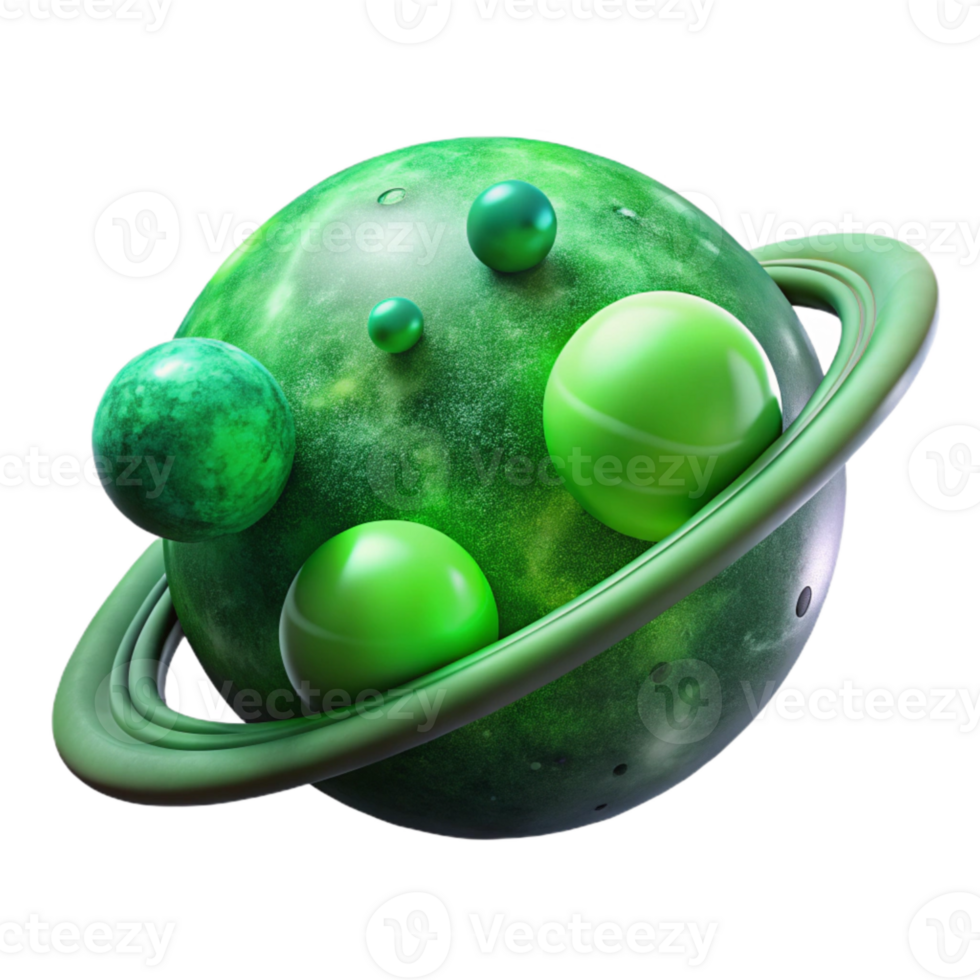 extraordinary contemporary Glowing Green Nebula and Planets Isolated Element high quality png