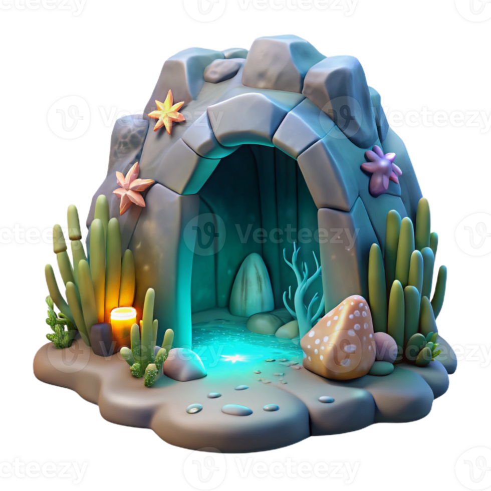 elegant vintage Glowing Grotto Entrance Underwater Scene Cutout detailed png