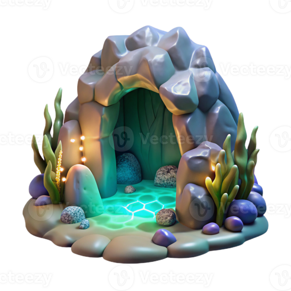 extraordinary artistic Glowing Grotto Entrance Underwater Scene Cutout authentic png