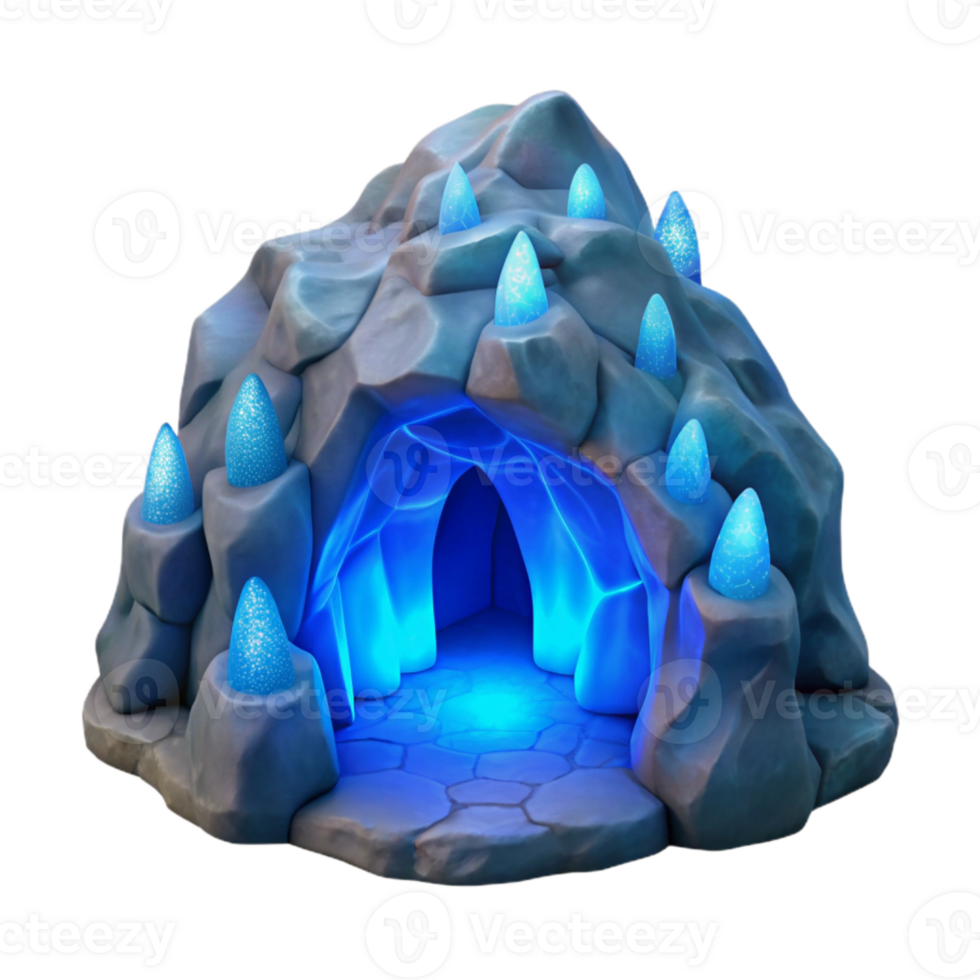 stunning rustic Glowing Grotto Cutout Ocean Cliff Cavern Scene premium png