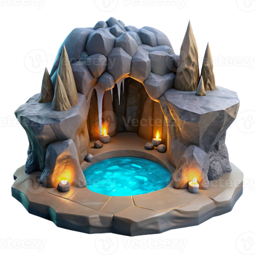 magnificent vintage Glowing Grotto Cutout Ocean Cliff Cavern Scene exclusive png