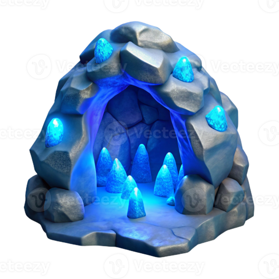 elegant artistic Glowing Grotto Cutout Ocean Cliff Cavern Scene high resolution png