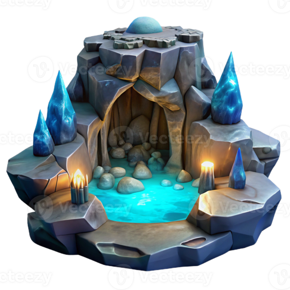impressive classic Glowing Grotto Cutout Ocean Cliff Cavern Scene png