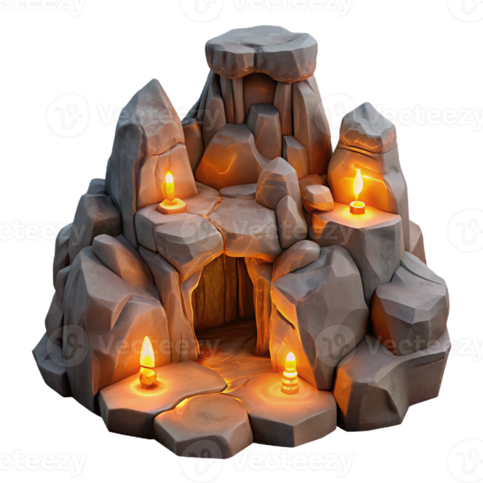 magnificent abstract Glowing Grotto Rock Formations Cutout Warm Lighting authentic png