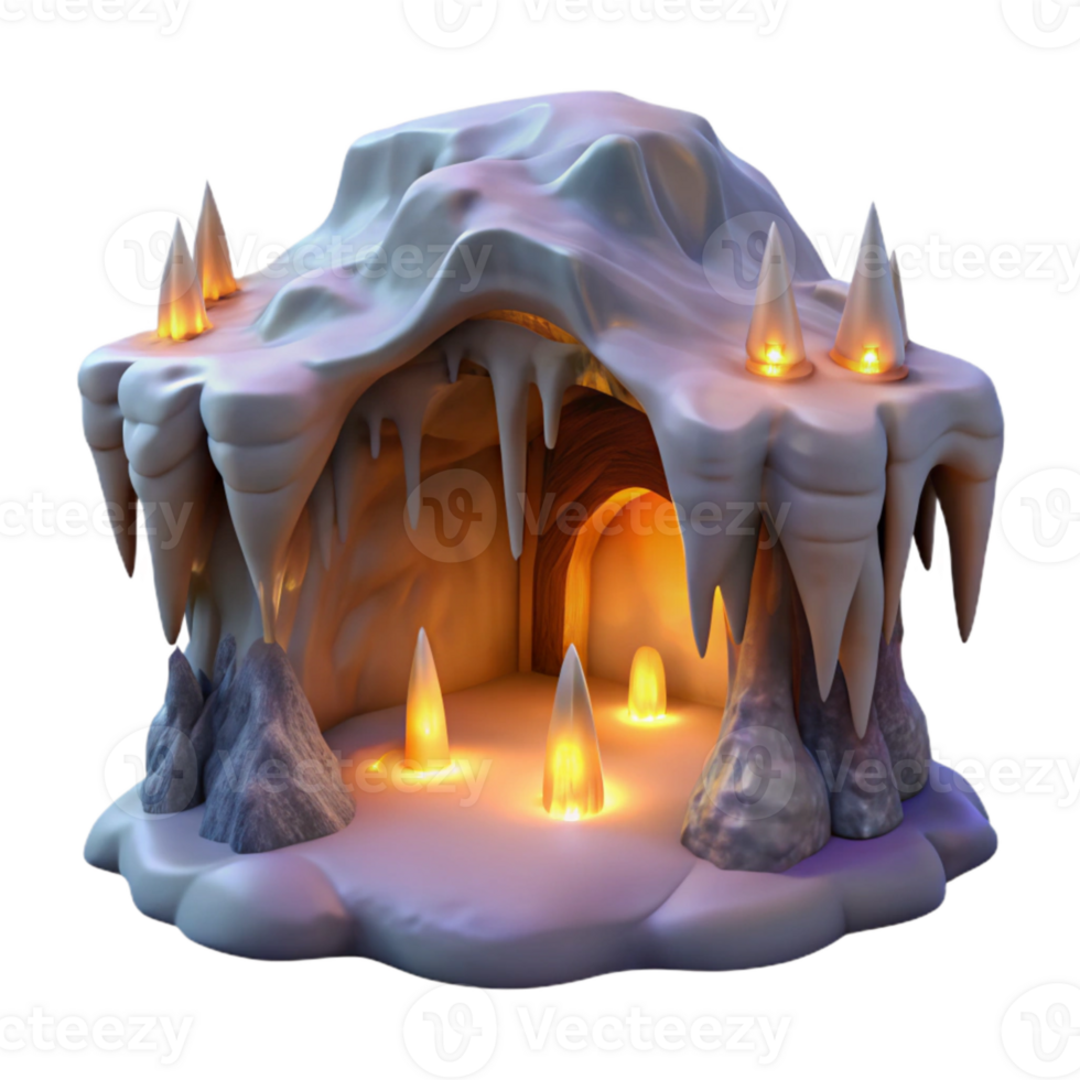 extraordinary artistic Glowing Grotto Stalactites Cutout Downward Angle authentic png