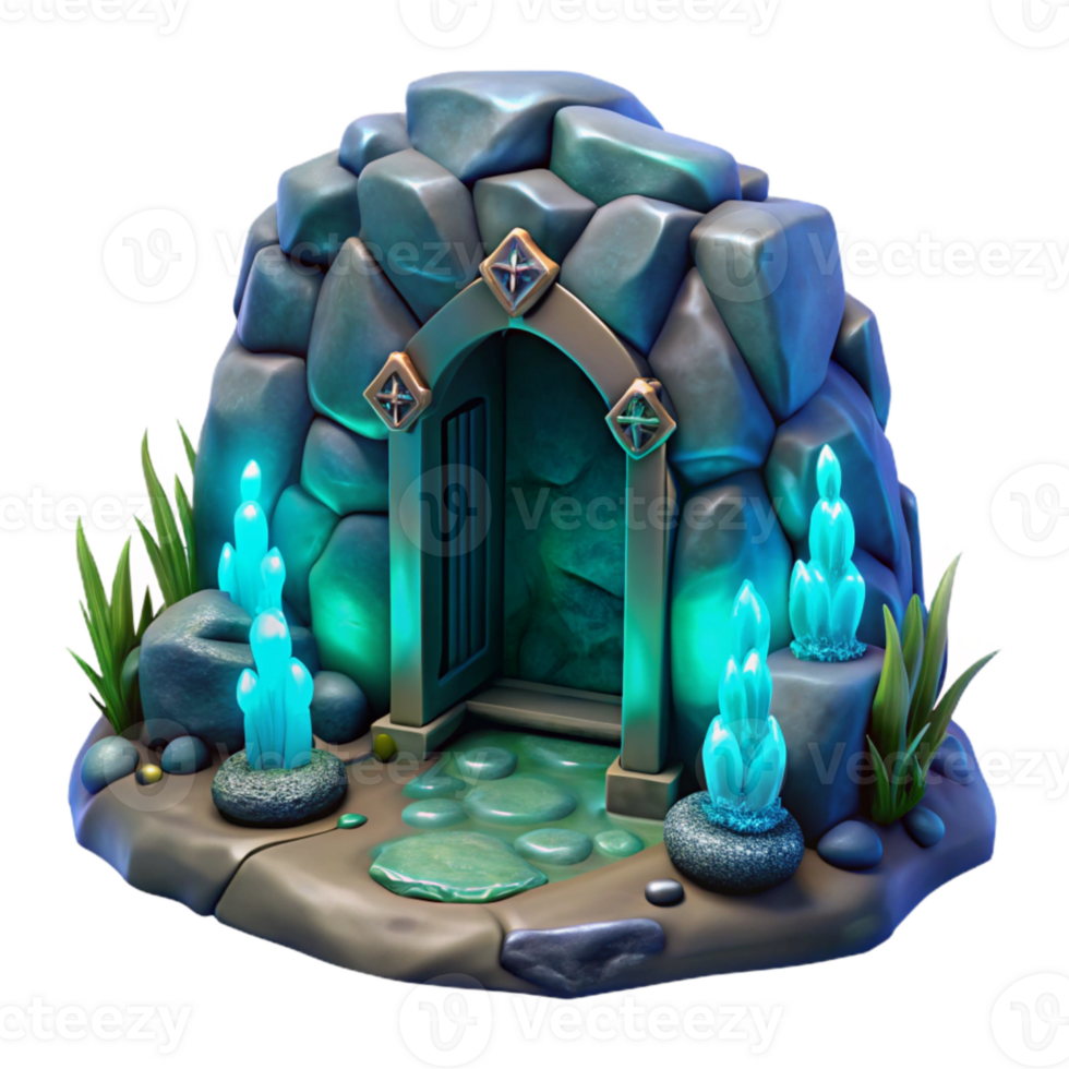 impressive abstract Glowing Grotto Stalactites Cutout Downward Angle premium png