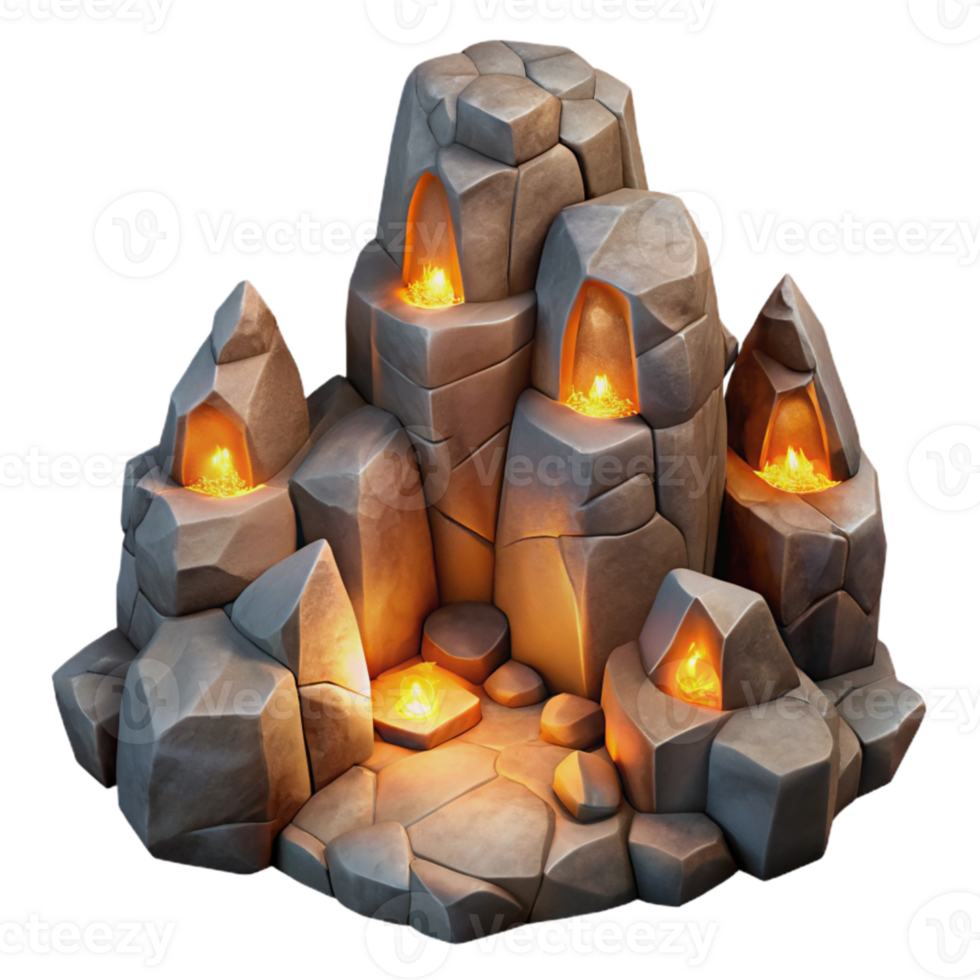 impressive classic Glowing Grotto Rock Formations Cutout Warm Lighting exclusive png