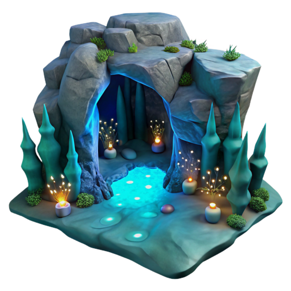 wonderful abstract Glowing Grotto Underwater Scene Cutout Dark Background exclusive png